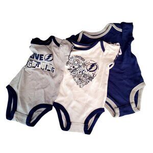 Tampa Bay Lightning Baby Onesie 3-Piece Set 3/6M Cotton• Team logo design